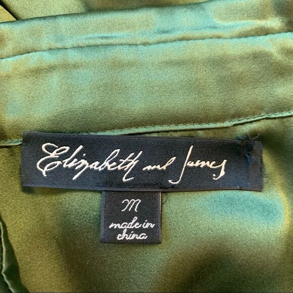 Elizabeth and James Womens Misaki Green Silk Button-Down Top Blouse M - Picture 7 of 9